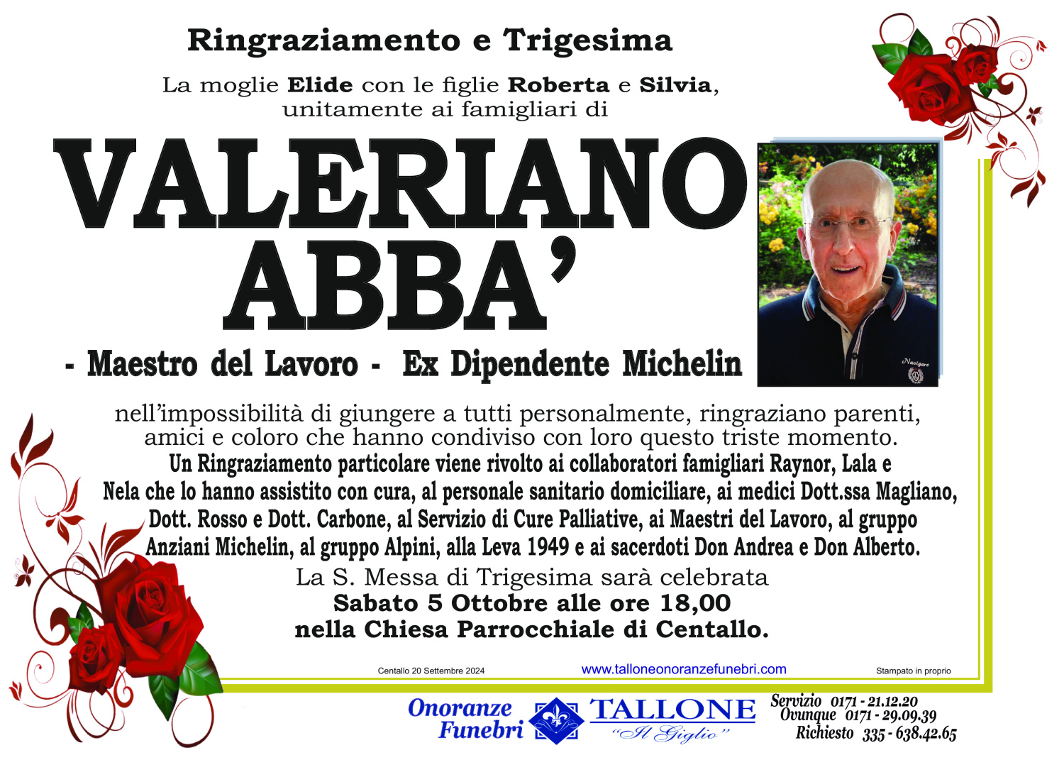 <br />
<b>Warning</b>:  Undefined variable $info in <b>/home/tallone/public_html/ringraziamenti.php</b> on line <b>68</b><br />
Valeriano Abbà